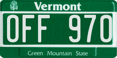 VT license plate OFF970