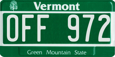 VT license plate OFF972