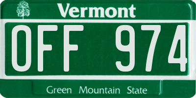 VT license plate OFF974