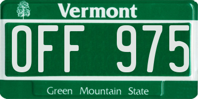 VT license plate OFF975