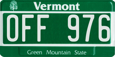 VT license plate OFF976