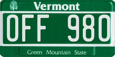 VT license plate OFF980