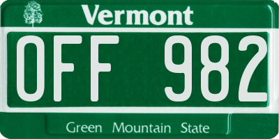 VT license plate OFF982