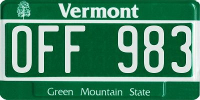 VT license plate OFF983