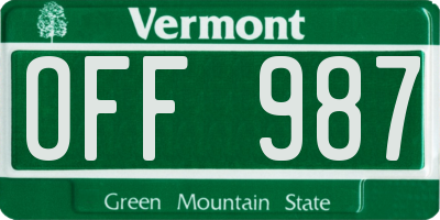 VT license plate OFF987