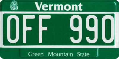 VT license plate OFF990
