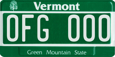 VT license plate OFG000
