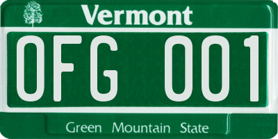 VT license plate OFG001
