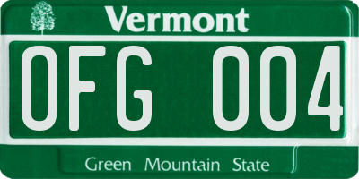 VT license plate OFG004