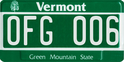 VT license plate OFG006