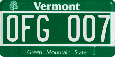 VT license plate OFG007