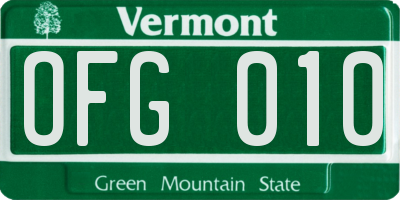 VT license plate OFG010