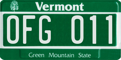 VT license plate OFG011