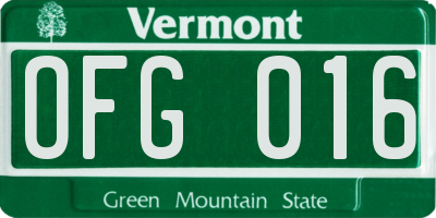 VT license plate OFG016