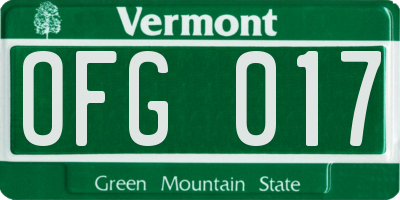 VT license plate OFG017