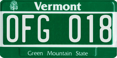 VT license plate OFG018