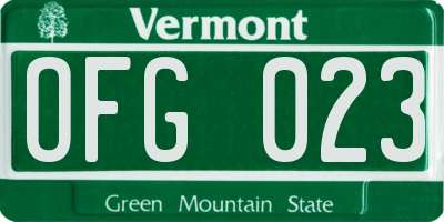 VT license plate OFG023