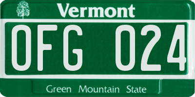 VT license plate OFG024
