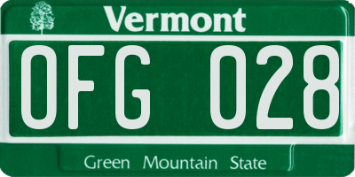 VT license plate OFG028