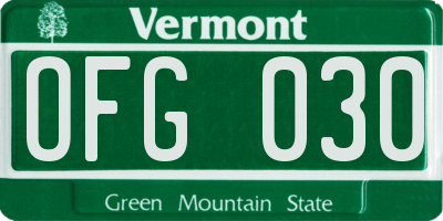 VT license plate OFG030