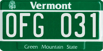 VT license plate OFG031
