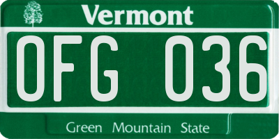 VT license plate OFG036