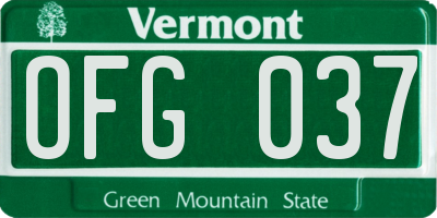 VT license plate OFG037