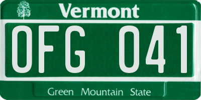 VT license plate OFG041