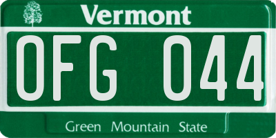 VT license plate OFG044