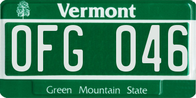 VT license plate OFG046
