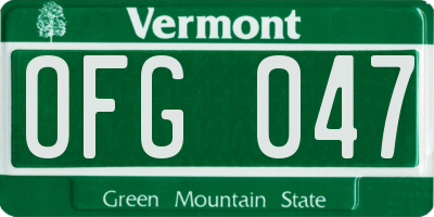 VT license plate OFG047