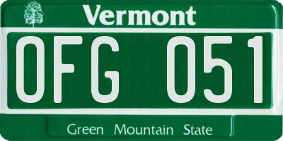 VT license plate OFG051