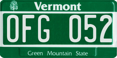 VT license plate OFG052