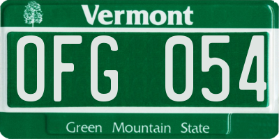 VT license plate OFG054