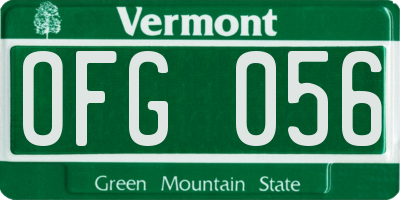 VT license plate OFG056