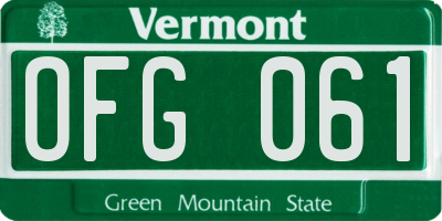 VT license plate OFG061