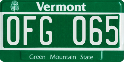 VT license plate OFG065