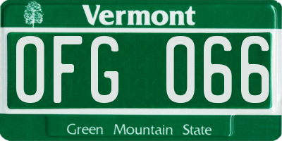 VT license plate OFG066
