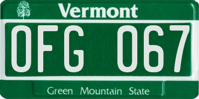 VT license plate OFG067
