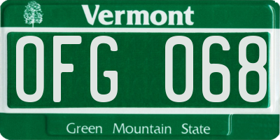 VT license plate OFG068