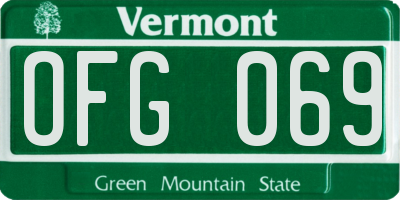 VT license plate OFG069