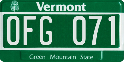 VT license plate OFG071