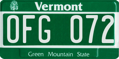 VT license plate OFG072