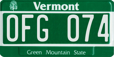 VT license plate OFG074