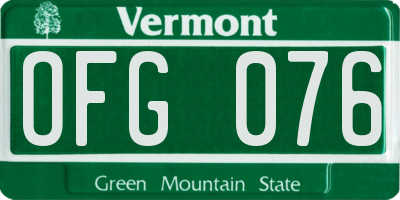 VT license plate OFG076