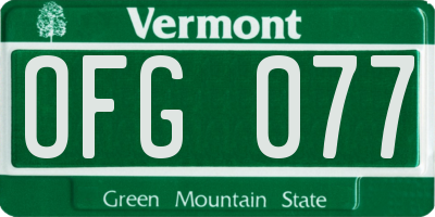 VT license plate OFG077