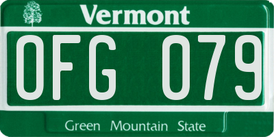 VT license plate OFG079