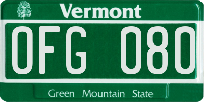 VT license plate OFG080