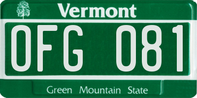 VT license plate OFG081