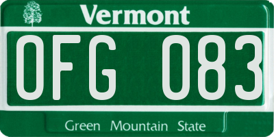 VT license plate OFG083
